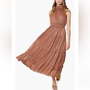 Lost + Wander Downtown Lights Metallic Tiered Maxi Dress